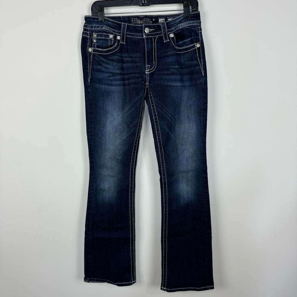 Miss Me Boot Dark Wash Denim Jewel Western Jeans Rodeo